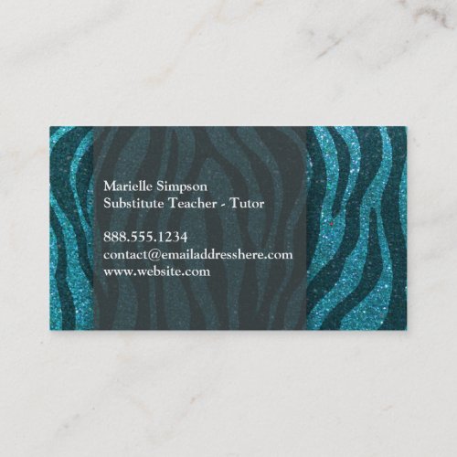 Elegant Professional Glitter MUA Teacher           Business Card