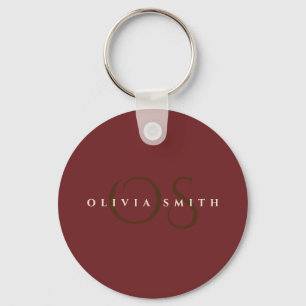 Elegant Professional Gold and burgundy Monogram Keychain