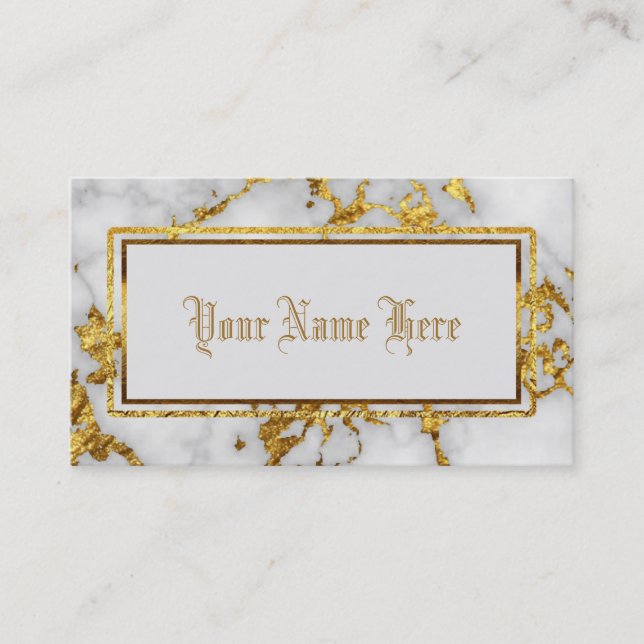 Elegant Professional Gold and White Marble Business Card (Front)