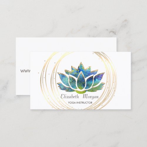 Elegant ProfessionalGold Circles Lotus  Business Card