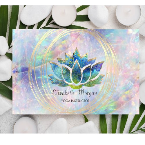 Elegant ProfessionalGold Circles Lotus Opal  Business Card