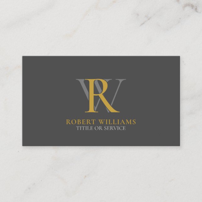 Elegant Professional Gold Dark Grey Monogram Business Card (Front)