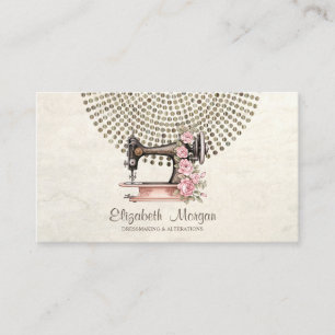 Elegant Professional,Gold Dots Sewing Machine Business Card