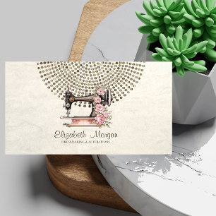 Elegant Professional,Gold Dots Sewing Machine Business Card