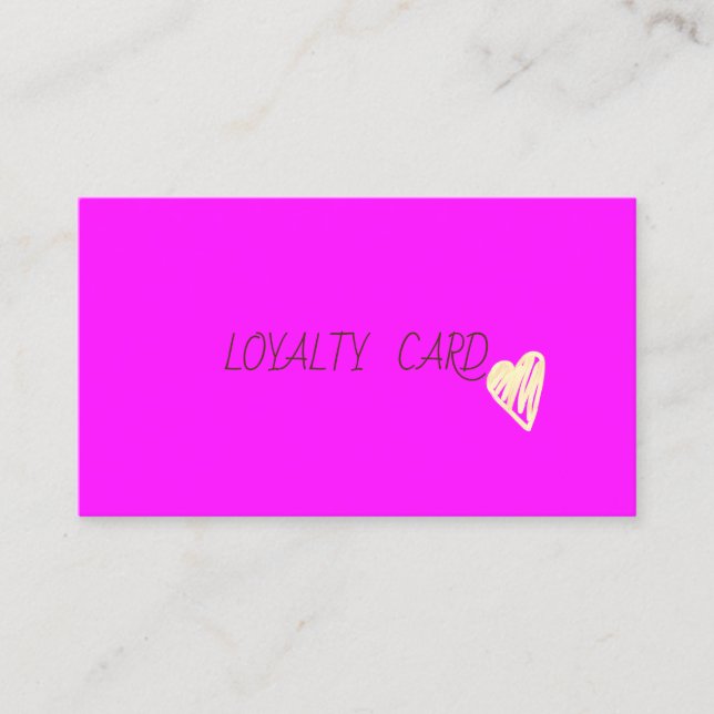  Elegant Professional Gold Hearts Pink Fluorescent Loyalty Card (Front)