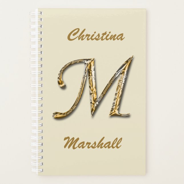 Elegant Professional Gold Letter M Monogram Initia Planner (Front)