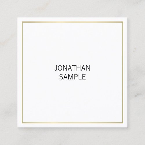 Elegant Professional Gold Look Plain Minimalistic Square Business Card