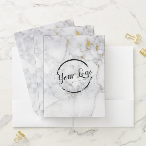 Elegant professional gold marble custom logo pocket folder