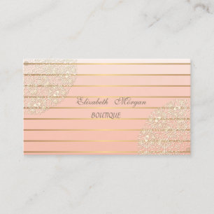 Elegant Professional, Gold Stripes, Lace Business Card
