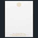 Elegant Professional Golden Flower of Life  Letterhead<br><div class="desc">Elegant and professional letterhead in a gold and white palette, with name, contacts and address at the bottom and a golden flower of life on the top. Ideally designed to match my Golden Flower of Life collection, this article is easy to personalize with its templates. Feel free to contact me...</div>