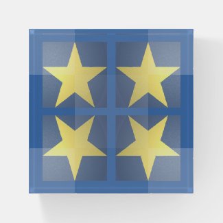 Elegant Professional Golden Stars Blue Squares