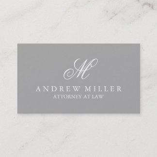 Elegant Professional Gray and White Monogram Business Card
