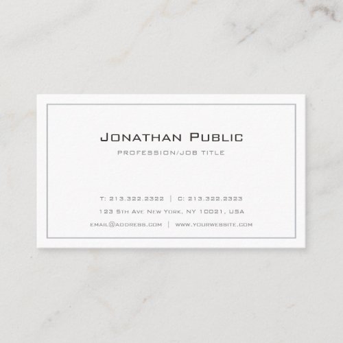 Elegant Professional Grey White Plain Modern Business Card