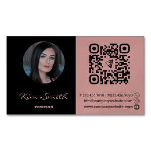 Elegant Professional Hair Stylist QR Code Business Card Magnet