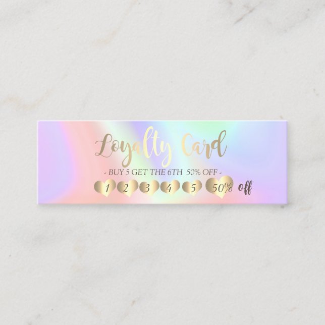 Elegant Professional Hearts Colorful Holographic  Loyalty Card (Front)