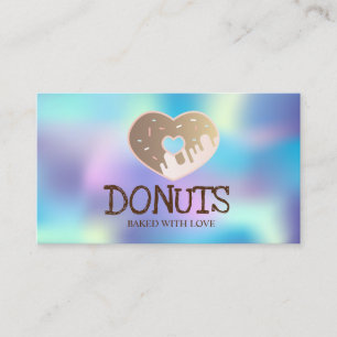 Elegant Professional,Holographic,Donuts,Bakery Business Card