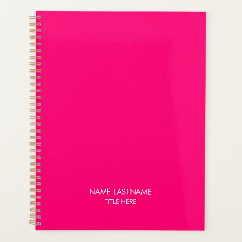 Elegant professional hot pink name title year planner