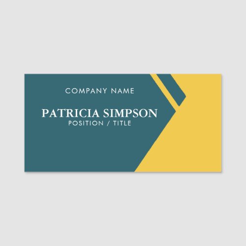 Elegant Professional Identity Green Teal  Yellow Name Tag