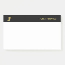 Elegant Professional Initials Black Gold White Post-it Notes