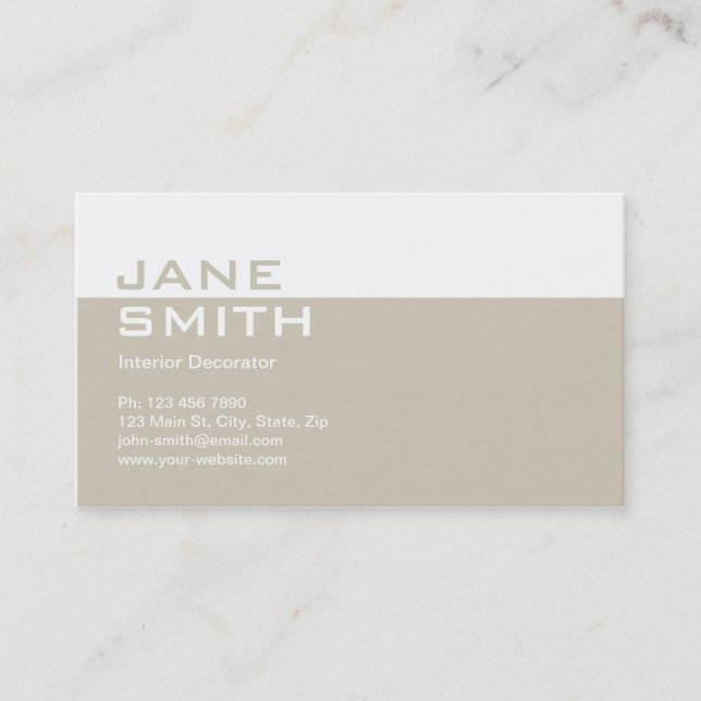 Elegant Professional Interior Design Decorator Business Card (Front)