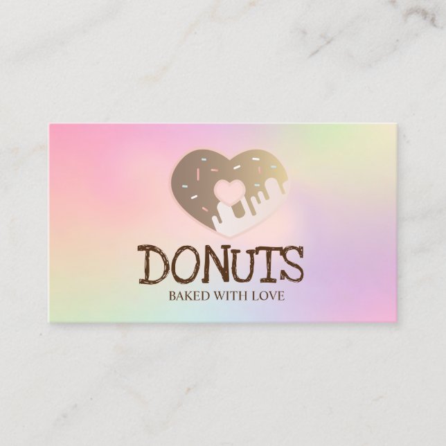 Elegant Professional Iridescent,Donuts,Bakery Business Card (Front)