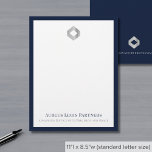 Elegant Professional Letterhead Custom Logo<br><div class="desc">Make a lasting impression with our Elegant Professional Letterhead with Custom Logo. This letterhead design features a framed design with a silver diamond logo and your company name and tagline elegantly presented in classic typography. The solid navy blue back with a customizable logo and space for your website adds to...</div>