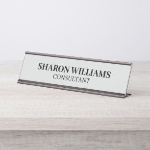 Elegant Professional Light Gray Minimalist Desk Desk Name Plate