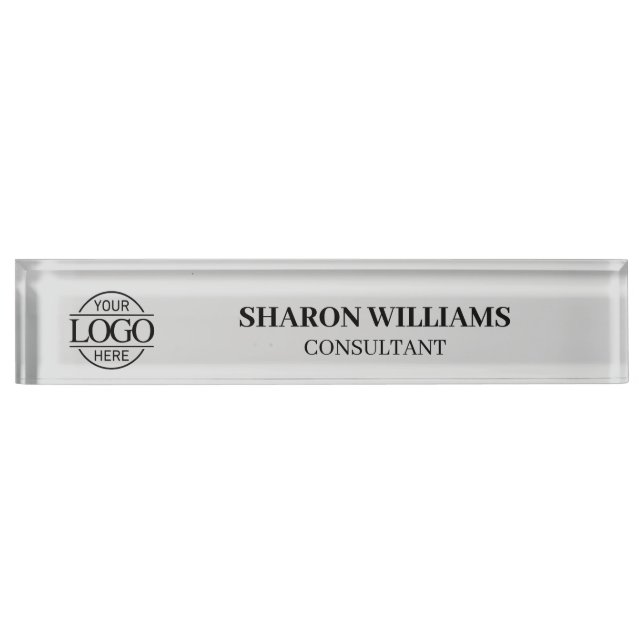 Elegant Professional Light Gray Office Title Desk Desk Name Plate (Front)