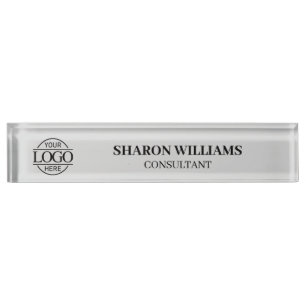 Elegant Professional Light Gray Office Title Desk Name Plate