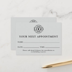 Elegant Professional Light Gray Simple Reminder Appointment Card