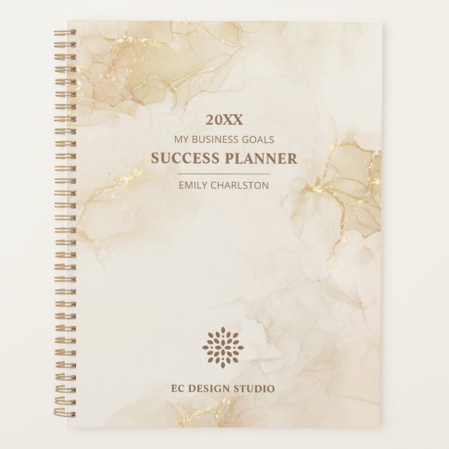 Elegant Professional Logo Gold Beige Business Planner (Front)