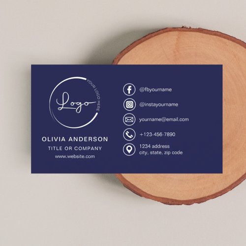 Elegant Professional Logo with Social Media Icons Business Card