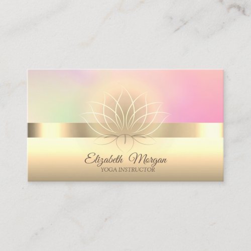 Elegant  Professional Lotus Flower Yoga Instructor Business Card