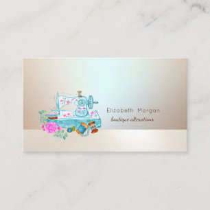 Elegant Professional Luminous Blue Sewing Machine Business Card