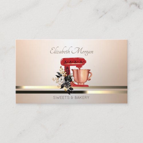 Elegant Professional Luminous Floral Red Mixer Business Card