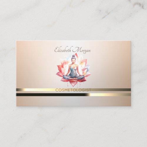 Elegant Professional Luminous Lotus Yoga Girl Business Card