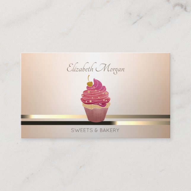 Elegant Professional Luminouse Cupcake Business Card (Front)