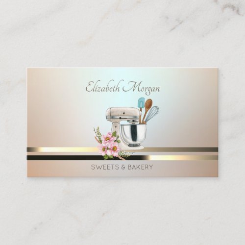 Elegant Professional Luminouse Floral Mixer Tools Business Card