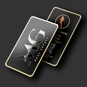 Elegant Professional Luxury Black Gold Frame Foil Spot Gloss Business Cards