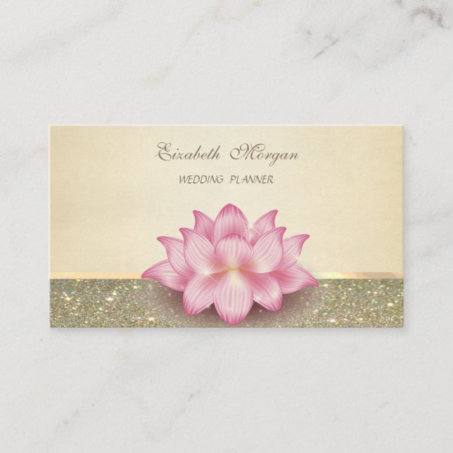Elegant Professional Luxury Glitter Lotus Business Card (Front)