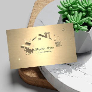 Elegant Professional Maid Cleaning House Gold Business Card