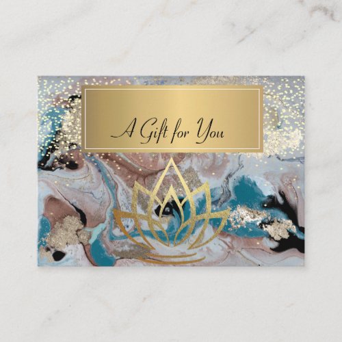 Elegant Professional Marble Gold Lotus Confetti Discount Card