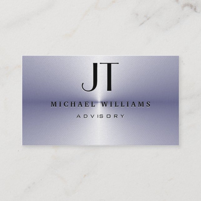 ELEGANT PROFESSIONAL METAL MODERN SIMPLE BLACK BUSINESS CARD (Front)
