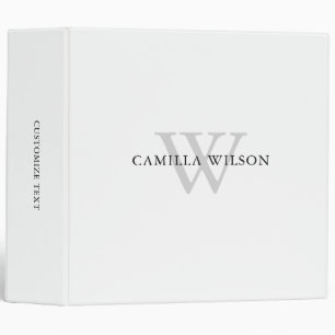 Elegant Professional Minimal Monogram 3 Ring Binder
