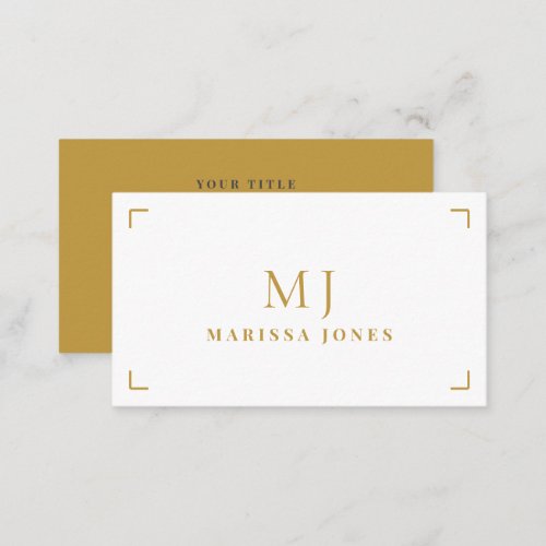 Elegant Professional Minimalist Gold Monogram  Business Card