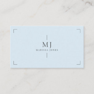 Elegant Professional Minimalist Monogram Blue Business Card