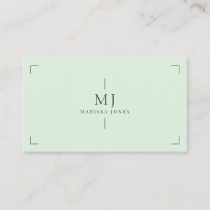 Elegant Professional Minimalist Monogram Green Business Card