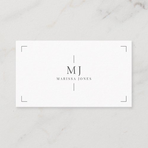 Elegant Professional Minimalist Monogram White Business Card