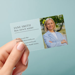 Elegant Professional Minimalist Photo Clear Business Cards