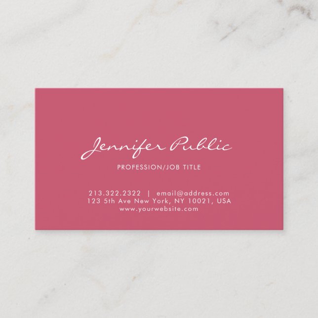 Elegant Professional Minimalist Red Template Chic Business Card (Front)